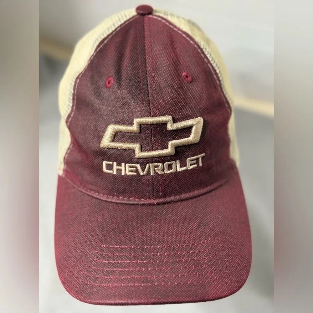 Outdoor Cap Chevrolet Bow tie Weathered Canvas Mesh Trucker Baseball Cap Hat